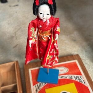Red Kimono Doll with Floral Design